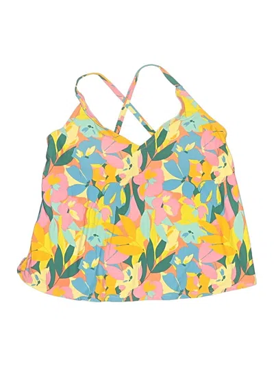 Pre-owned Anne Cole Swimsuit Top Yellow Floral Pattern Swimwear