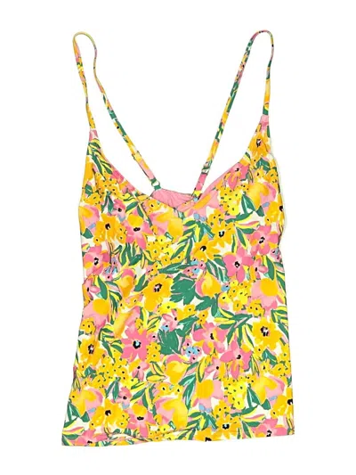 Pre-owned Anne Cole Swimsuit Top Yellow Floral Pattern Swimwear