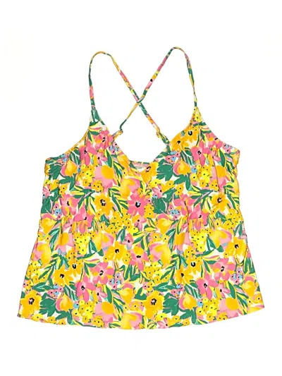 Pre-owned Anne Cole Swimsuit Top Yellow Floral Pattern Swimwear