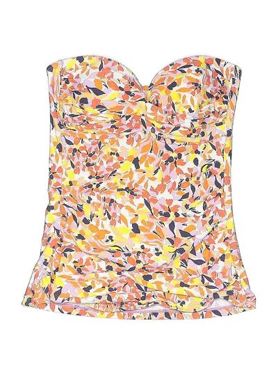 Pre-owned Anne Cole Swimsuit Top Yellow Print Pattern Swimwear