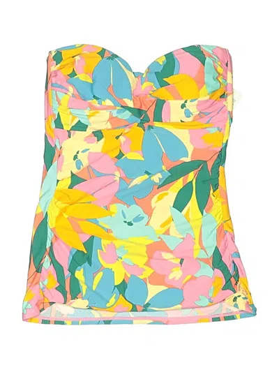 Anne Cole Swimsuit Top Yellow Tropical Pattern Swimwear In Multi