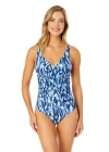 Anne Cole Tie Dye Ikat Hidden Underwire Drape Front One Piece Swimsuit In Tie Dye Ikat