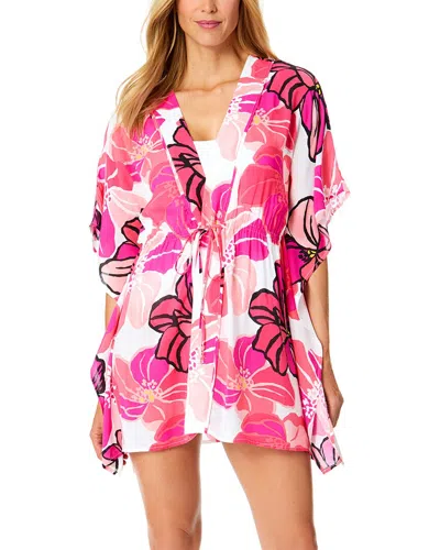 Anne Cole Tie Front Kaftan Cover-up In Multi