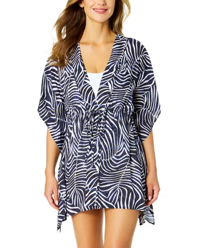 Anne Cole Tie Front Kaftan Cover-up In Multi