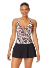 Anne Cole Tiger Dance Ring Front Tankini Swim Top In Tiger Dance
