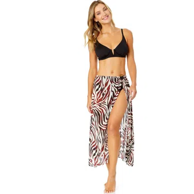 Anne Cole Tiger Dance Ring Sarong Skirt Swimsuit Cover Up In Animal Print