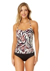 Anne Cole Live In Color Twist Front Bandeaukini Swim Top In Tiger Dance