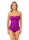 Anne Cole Womens Twist Front Ruched Tankini Top High Waist Bikini Bottoms In Fuchsia