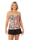 Anne Cole Live In Color Twist Front Bandeaukini Swim Top In Gradient Floral