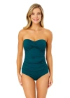 Anne Cole Live In Color Twist Front Bandeaukini Swim Top In Hunter Green