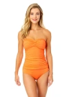 Anne Cole Live In Color Twist Front Bandeaukini Swim Top In Peach