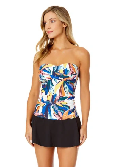 Anne Cole Live In Color Twist Front Bandeaukini Swim Top In Riviera Floral