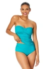 Anne Cole Live In Color Twist Front Bandeaukini Swim Top In Seafoam Green