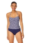 Anne Cole Live In Color Twist Front Bandeaukini Swim Top In Shibori Geo Blue