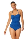 Anne Cole Live In Color Twist Front Bandeaukini Swim Top In Slate Blue