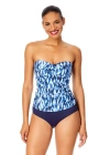 Anne Cole Live In Color Twist Front Bandeaukini Swim Top In Blue White