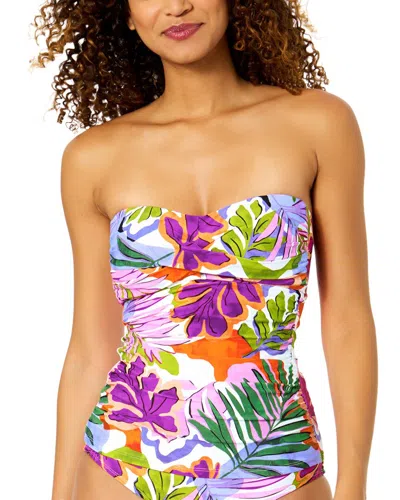 Anne Cole Twist Front Bandeau-kini In Purple