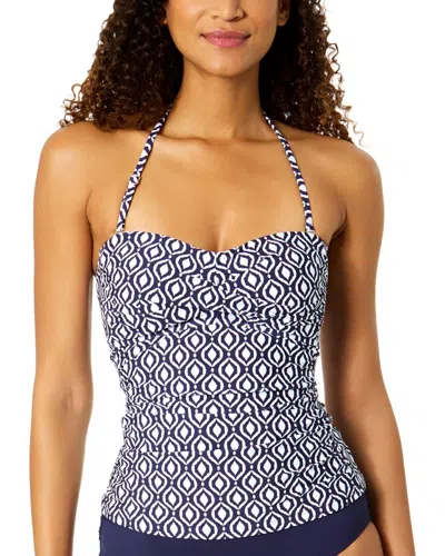 Anne Cole Twist Front Bandeau-kini In Blue