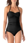 Anne Cole Twist Front Bandeaukini Swim Top In Black