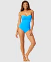 Anne Cole Twist-front Ruched One-piece Swimsuit In Blue
