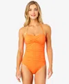 Anne Cole Twist-front Ruched One-piece Swimsuit