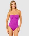 Anne Cole Twist-front Ruched One-piece Swimsuit In Fuchsia