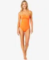 Anne Cole Twist-front Ruched One-piece Swimsuit In Peach