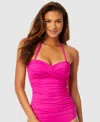 Anne Cole Womens Twist Front Ruched Tankini Top High Waist Bikini Bottoms