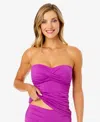 Anne Cole Womens Twist Front Ruched Tankini Top High Waist Bikini Bottoms