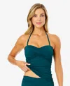 ANNE COLE TWIST-FRONT RUCHED TANKINI TOP