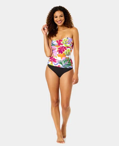 Anne Cole Twist-front Ruched Tankini Top In Multi