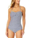 Anne Cole Twist Front Shirred Bandeaukini In Multi