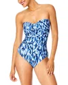 ANNE COLE TWIST FRONT SHIRRED ONE-PIECE