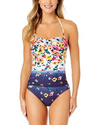 Anne Cole Twist Front Shirred One-piece In Multi