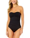 Anne Cole Twist Front Shirred One-piece In Black
