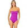 Anne Cole Twist-front Ruched One-piece Swimsuit In Fuchsia
