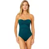 Anne Cole Twist Front Shirred One Piece In Green