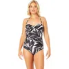Anne Cole Twist Front Shirred One Piece In Black