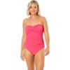 Anne Cole Twist-front Ruched One-piece Swimsuit In Pink Glow