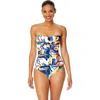 Anne Cole Twist Front Shirred One Piece In Blue