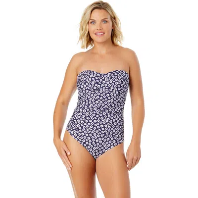 Anne Cole Twist Front Shirred One Piece In Blue