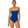 Anne Cole Twist-front Ruched One-piece Swimsuit In Slate Blue
