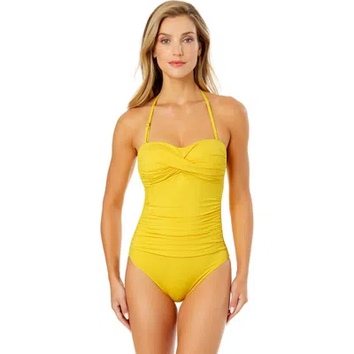 ANNE COLE TWIST FRONT SHIRRED ONE PIECE SWIMSUIT
