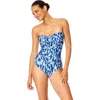 Anne Cole Twist Front Shirred One Piece In Blue