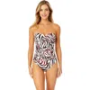Anne Cole Twist Front Bandeau Two-piece Swimsuit In Tiger Dance