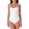 Anne Cole Twist Front Shirred One Piece In White