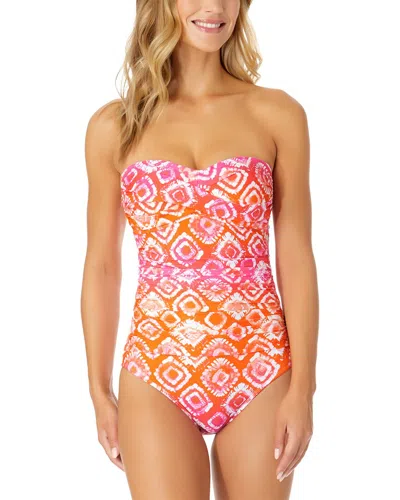 Anne Cole Twist Front Strapless One-piece In Multi