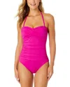 Anne Cole Womens Twist Front Ruched Tankini Top High Waist Bikini Bottoms In Pink
