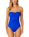 Anne Cole Live In Color Twist Front Bandeaukini Swim Top In Blue