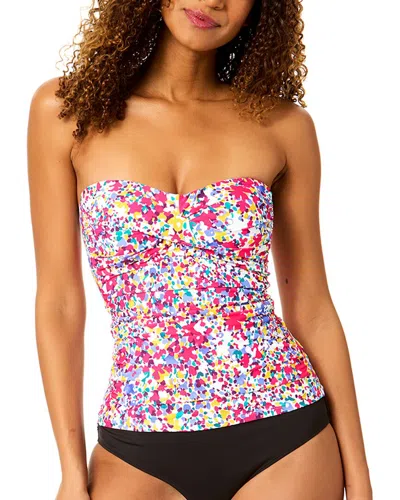 Anne Cole Twist Front Strapless Tankini In Multi